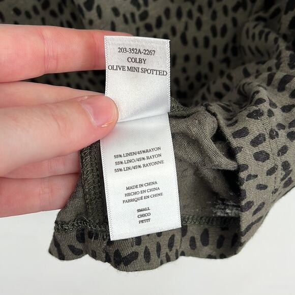 Rails Colby Linen-Blend Scoop Neck Long Sleeve Tee Olive Mini Spotted - Small - Picture 8 of 10